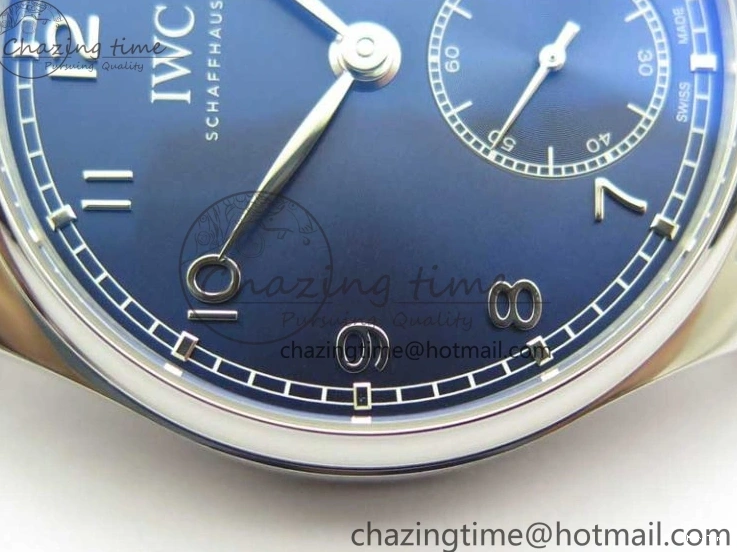 MIROTIME 0426 TimelessDesign Portuguese IW358304 ZF 1:1 Best Edition SS Blue Dial on Leather Strap A 7078